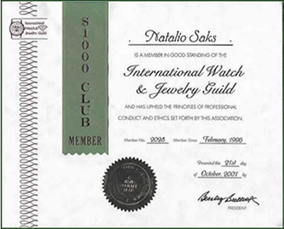 I.W.J.G. Certificate